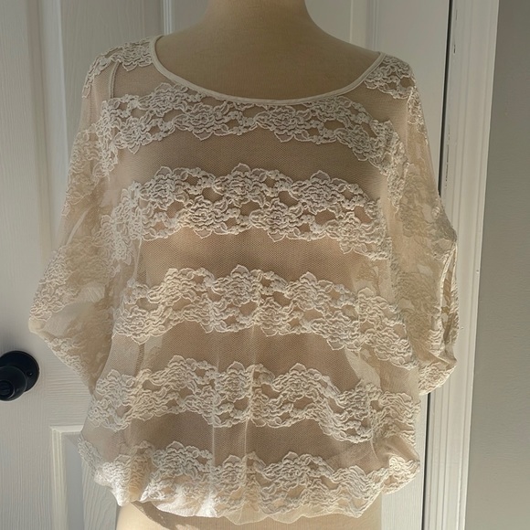 Free People Lace Net Blouse Top Medium - Picture 1 of 4